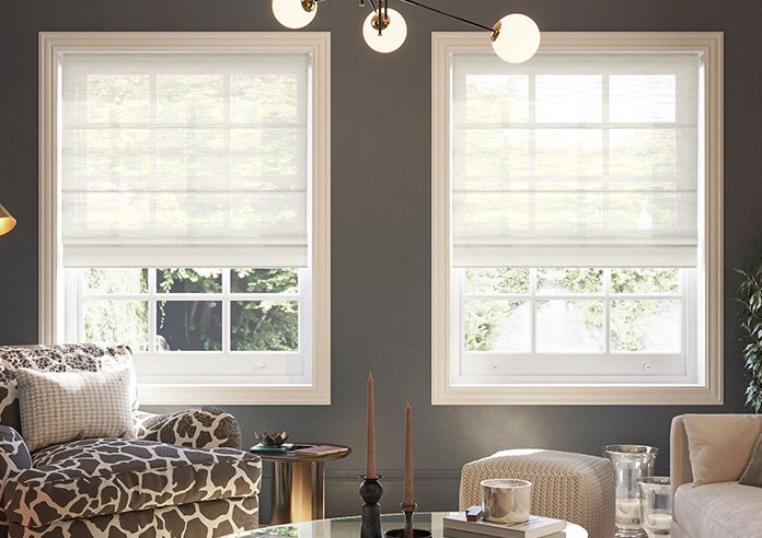 Novara Voile, Chiffon White - Motorised Roman Blind - Image 3
